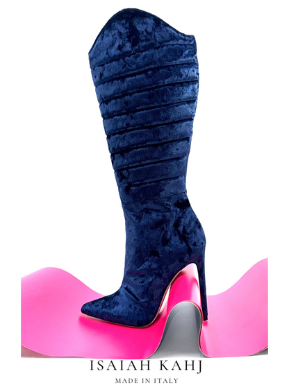 PUFF YAHN TEXAN BOOT | SILK NAVY